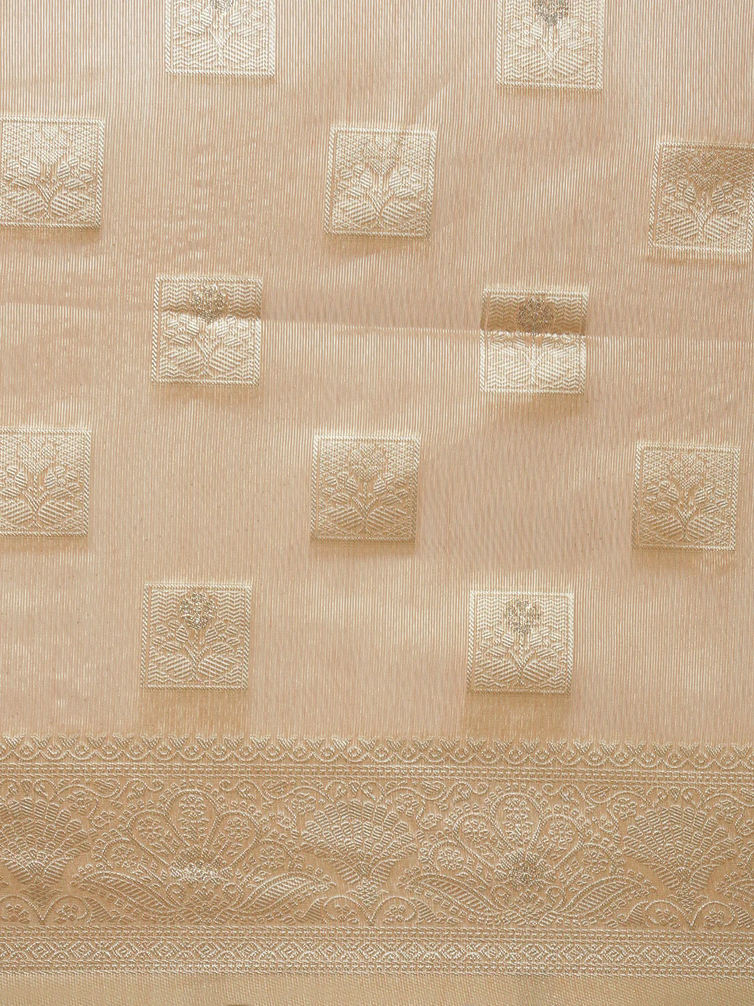 Women Peach Cotton Weaving Saree PCS257 - Image 7