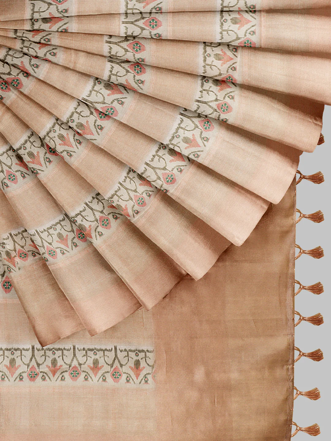 Women Peach Semi Tussar Printed Saree ST307 - Image 4