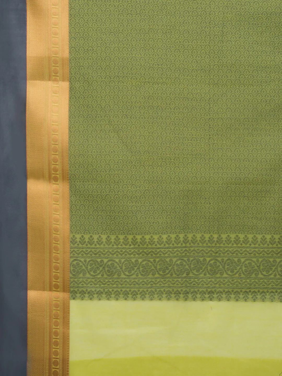 Women Peridot Green Kora Cotton Saree SK133 - Image 5
