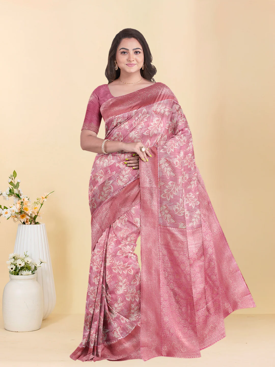 Women Pink Art Silk Saree ASS127