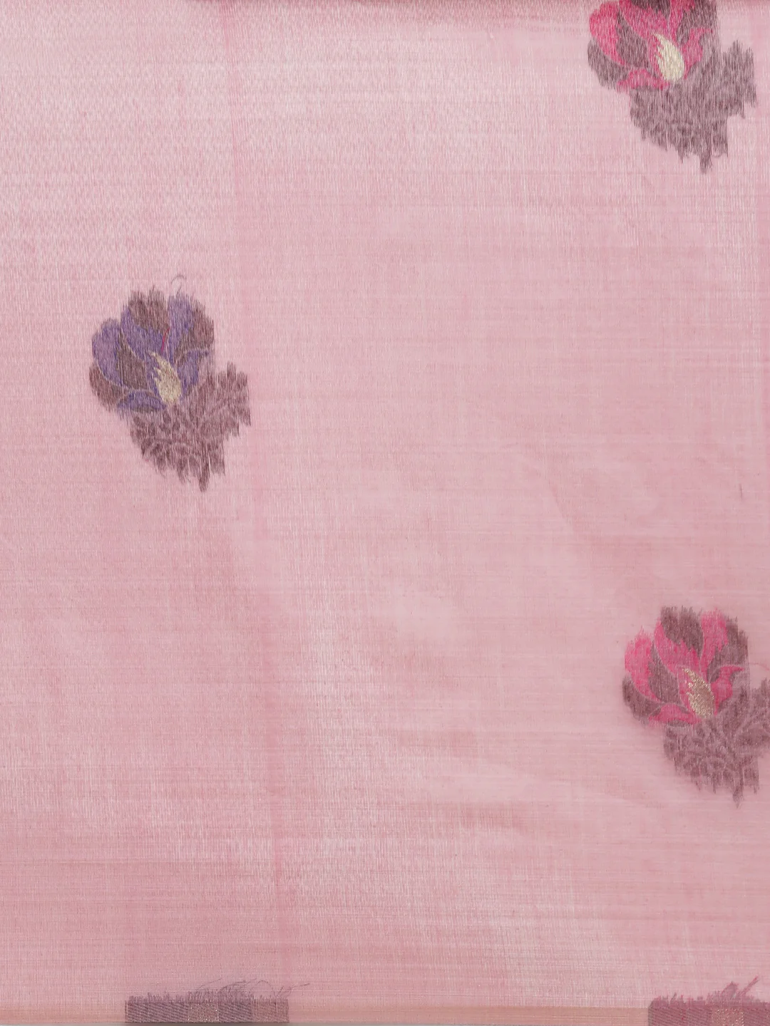 Women Pink Cotton Weaving Saree PCS246 - Image 4