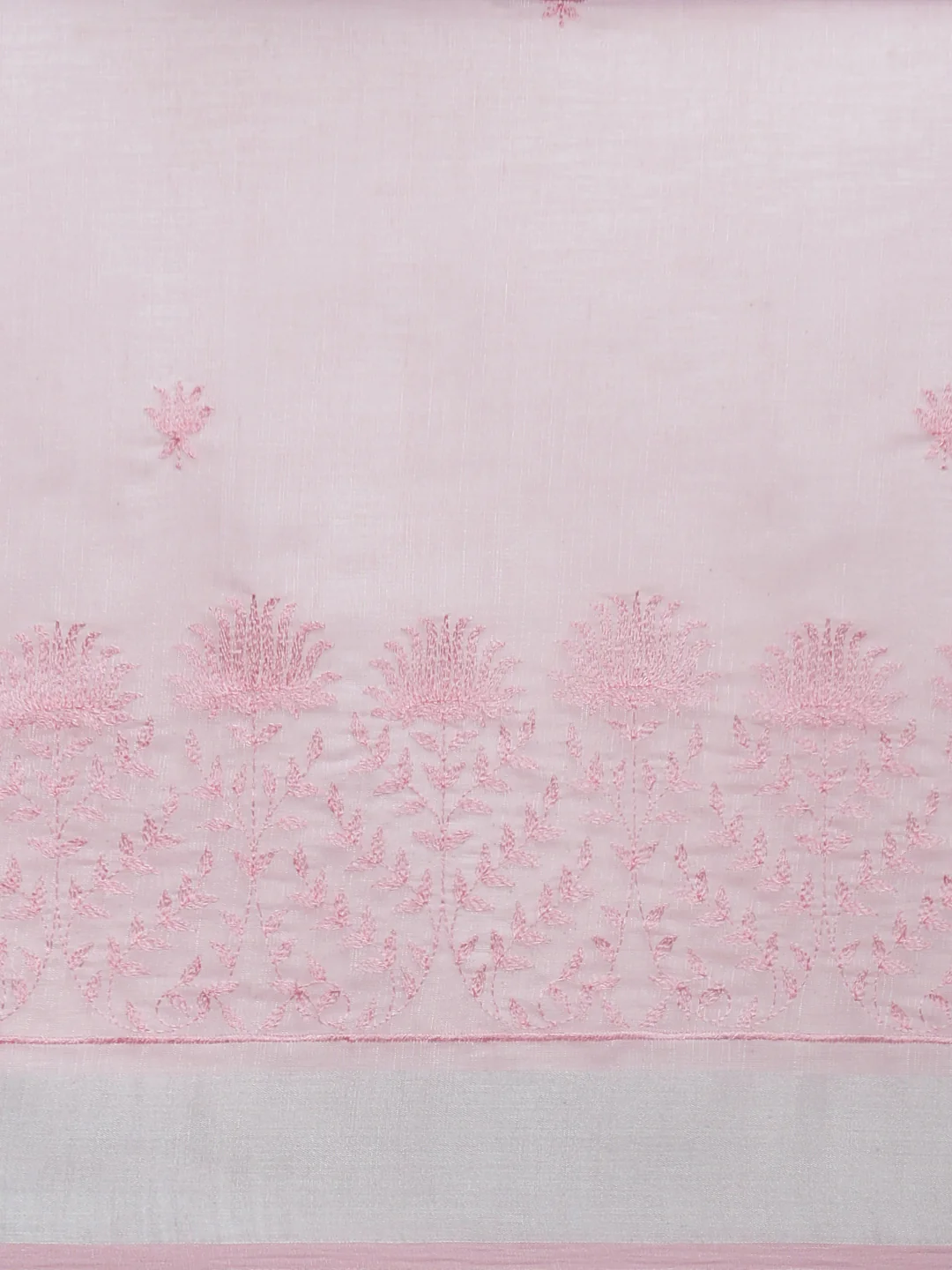 Women Pink Semi Linen Embroidered Saree SL241 - Image 5