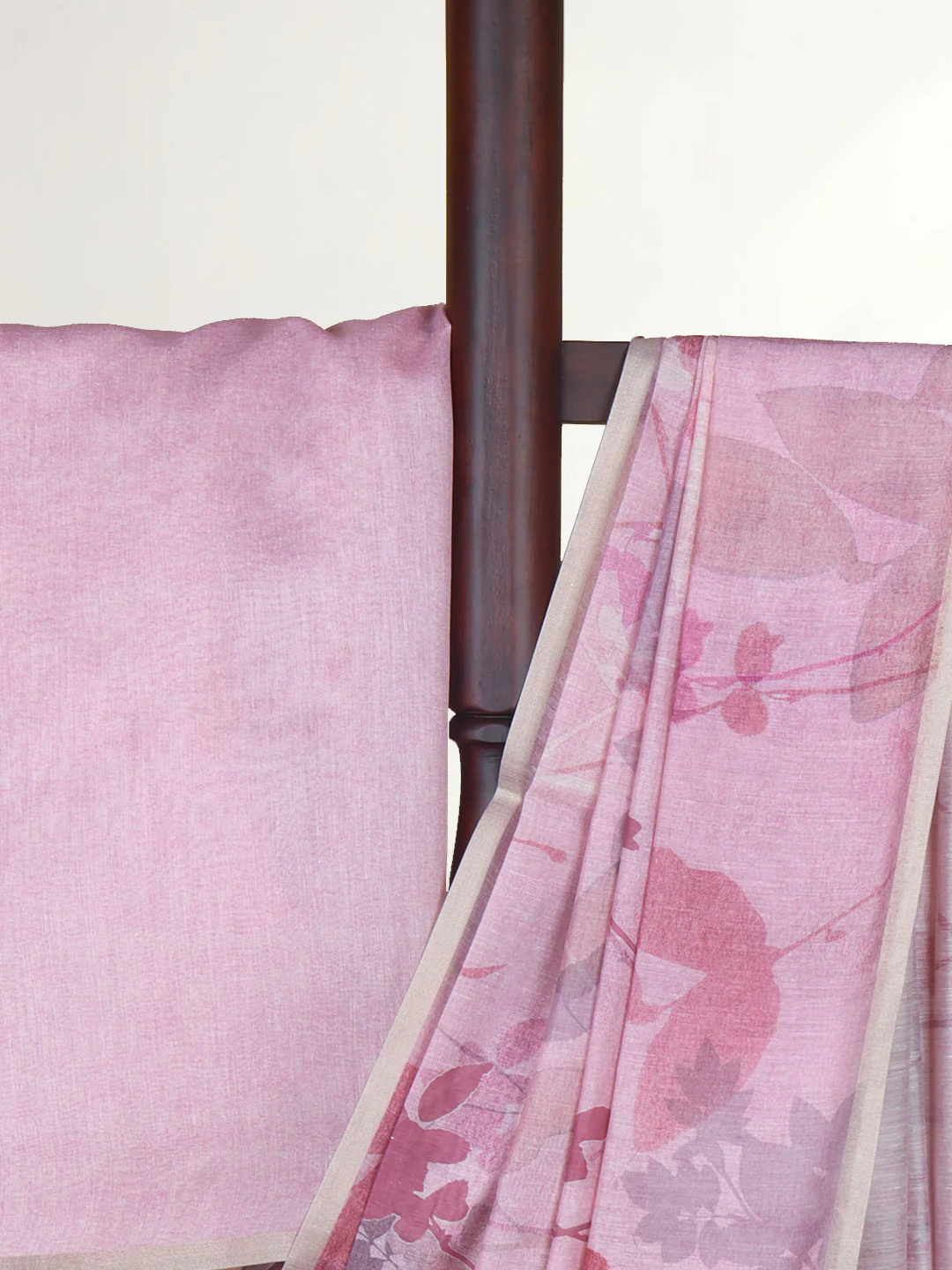 Women Pink Semi Tussar Saree ST278 - Image 3