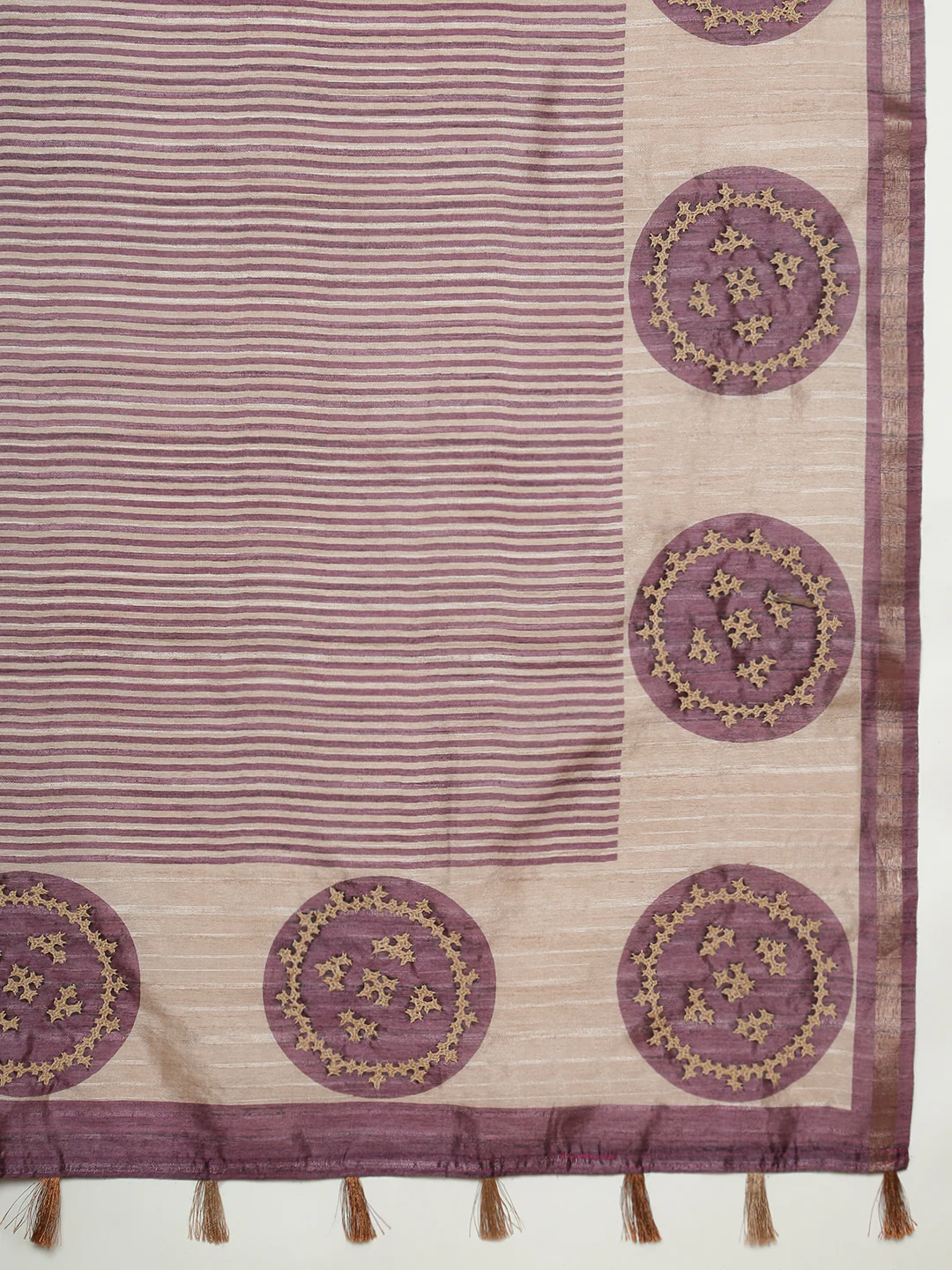 Women Purple with Brown Semi Raw Silk Embroidered Saree SRS114 - Image 5