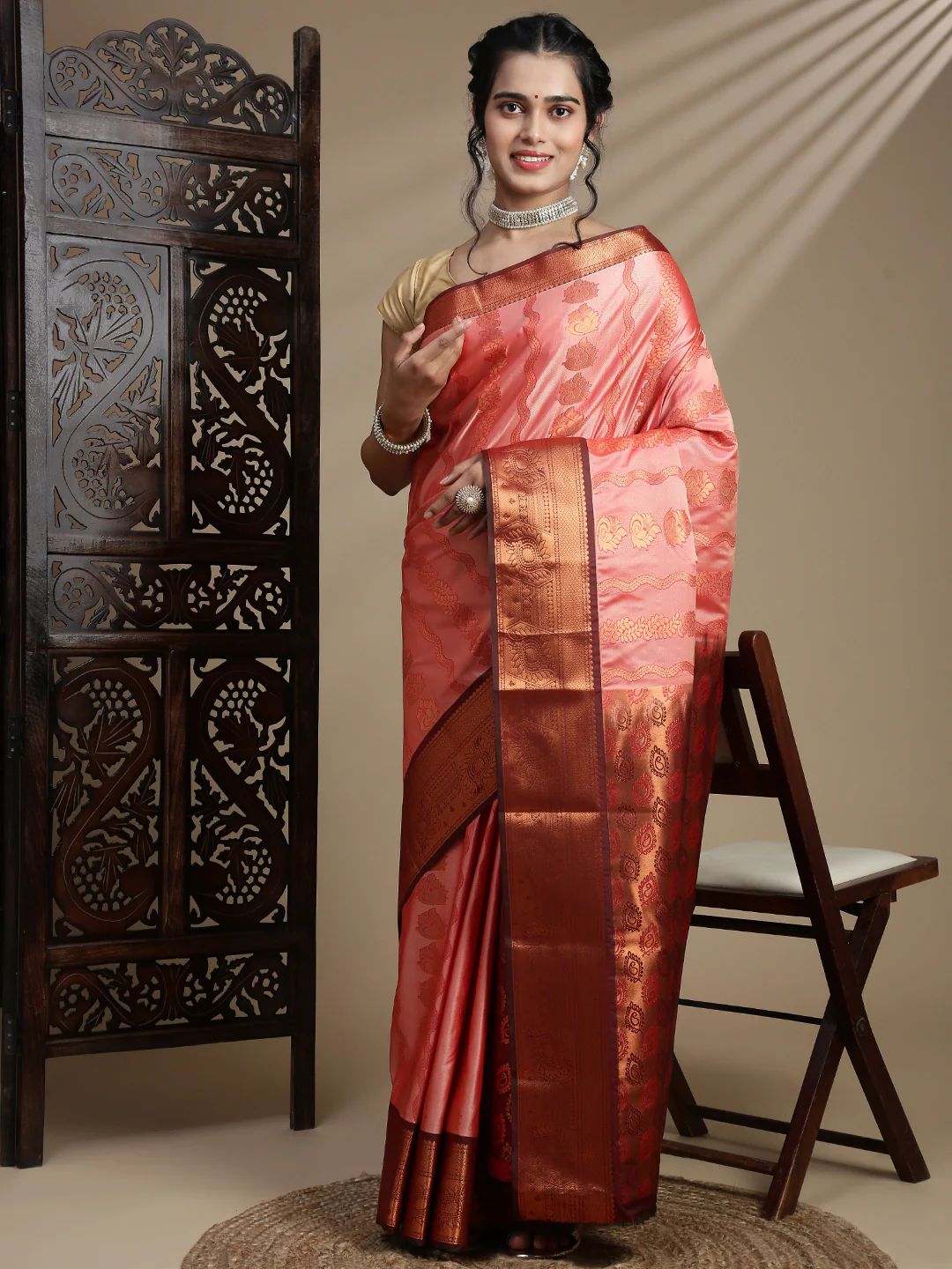 Women Red Art Silk Saree ASS114 - Image 2