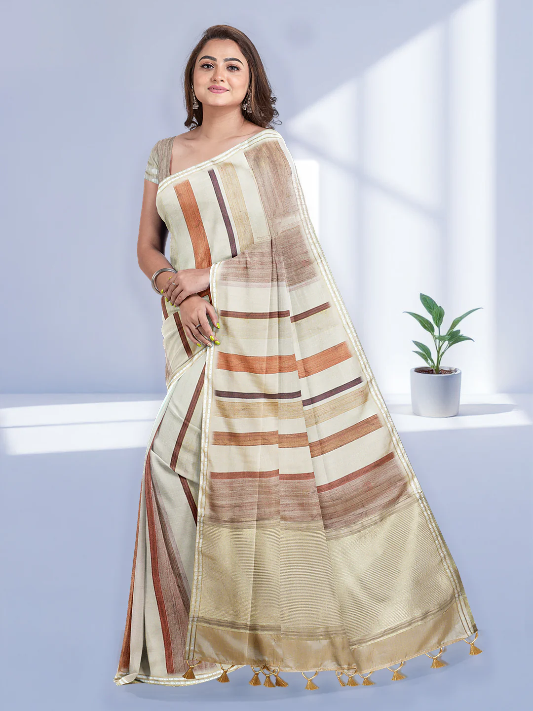 Women Sandal Semi Tussar Saree ST287 - Image 2