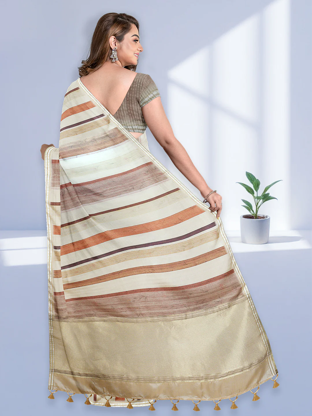 Women Sandal Semi Tussar Saree ST287 - Image 4