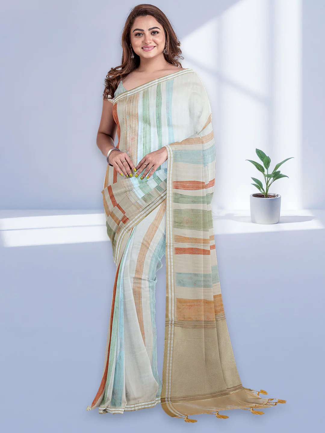 Women Sandal Semi Tussar Saree ST292 - Image 2
