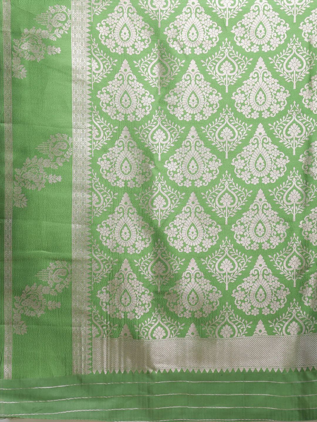 Women Sandal Tissue Saree with Green Border TS64 - Image 6