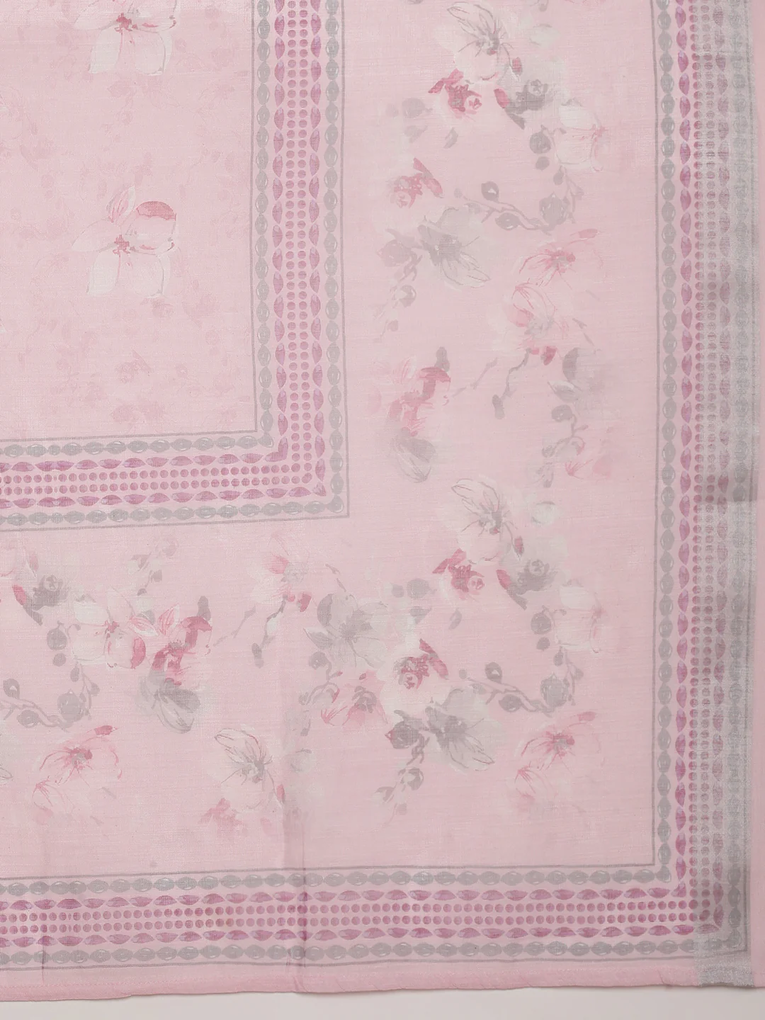 Women Semi Linen Printed Kurti Set Light Pink EKS93 - Image 8