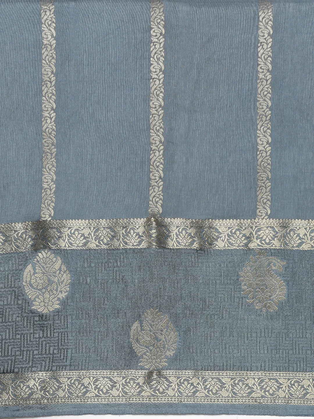 Women Semi Mysore Silk Saree Grey SS406 - Image 5