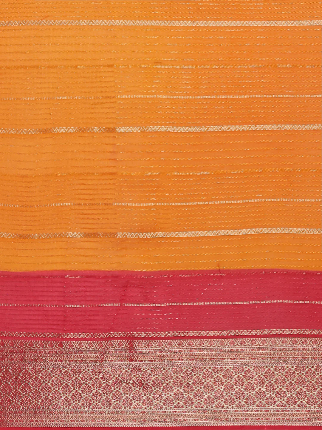 Women Semi Mysore Silk Saree Sandal with Orange SS398 - Image 5