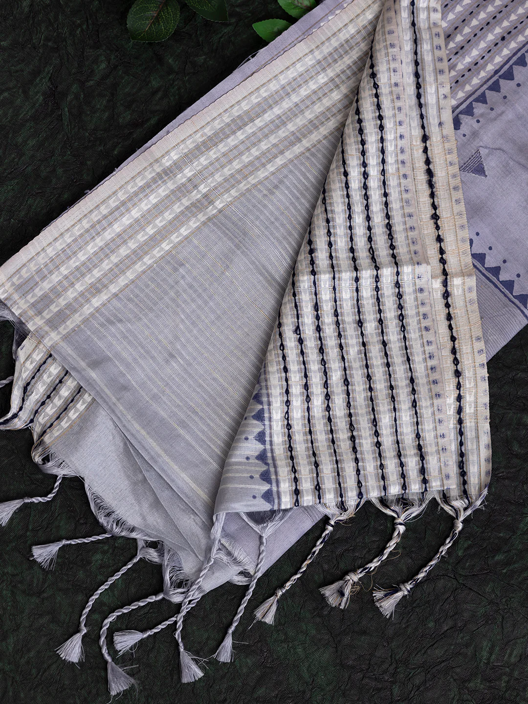 Women Semi Raw Silk Saree Light Blue SRS101 - Image 3