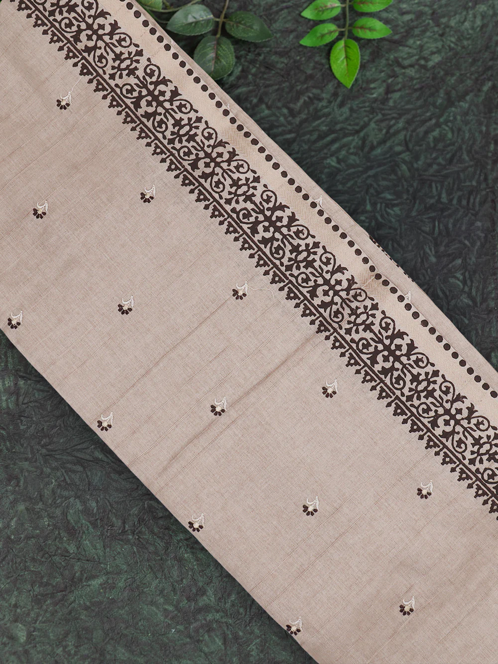 Women Semi Raw Silk Saree Brown SRS102 - Image 3