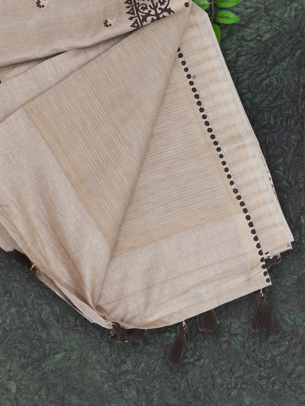 Women Semi Raw Silk Saree Brown SRS102 - Image 4