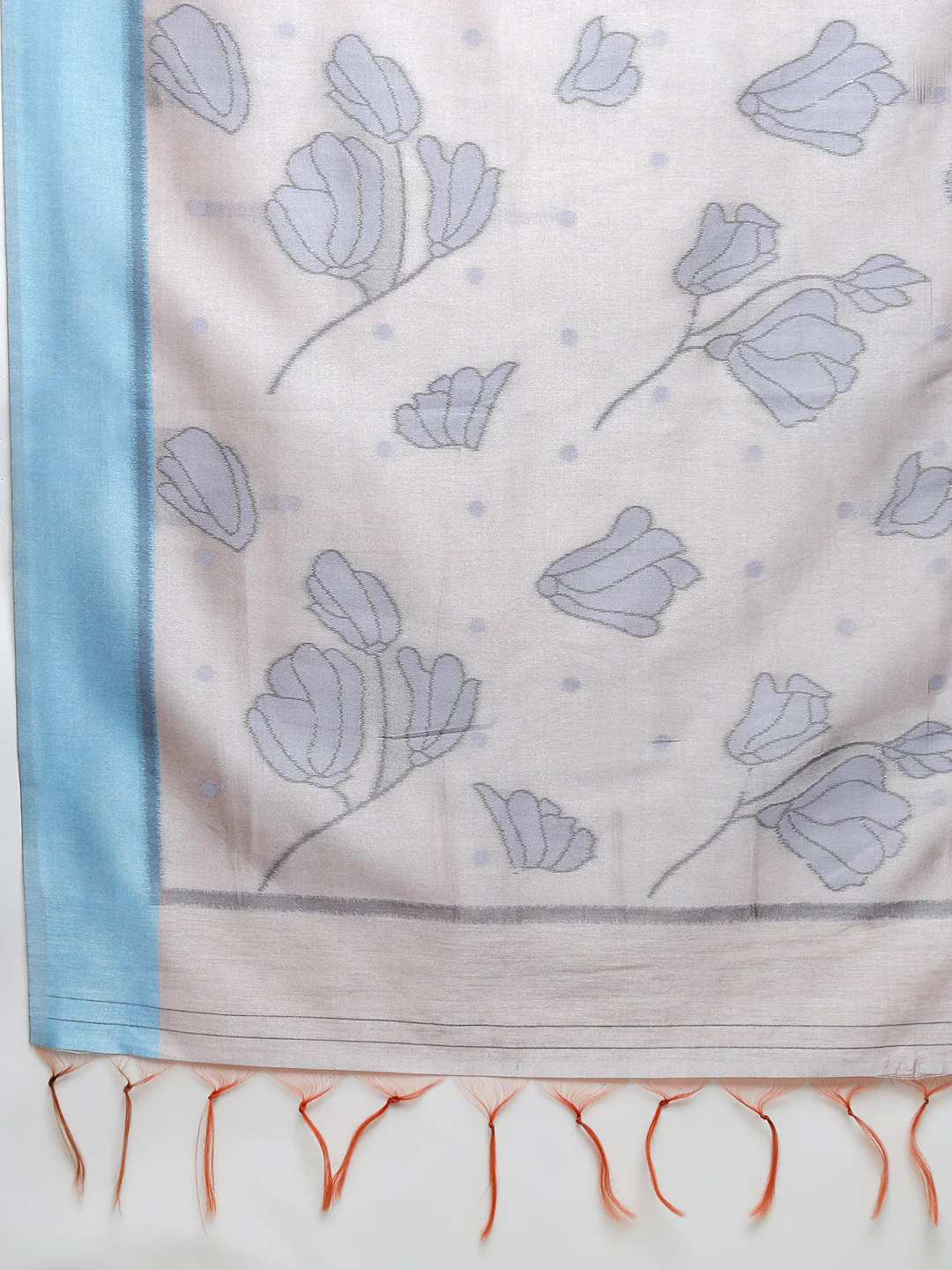 Women Semi Tussar Weaving Grey Saree ST319 - Image 6