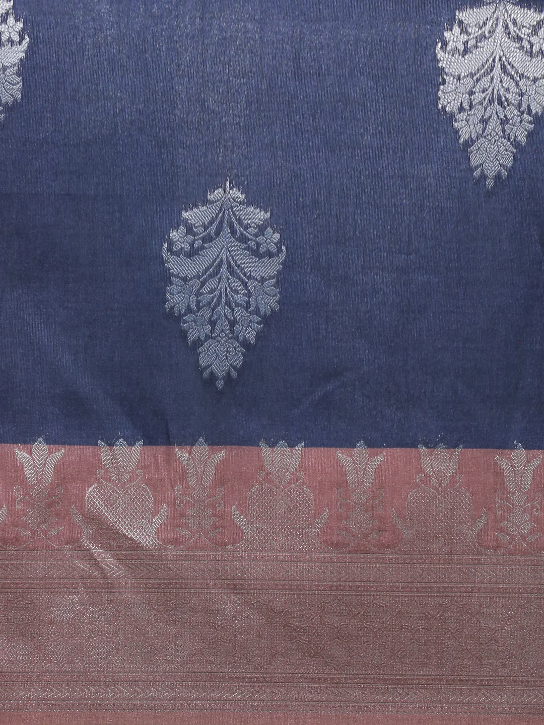 Women Semi Tussar Weaving Navy Saree ST317 - Image 5