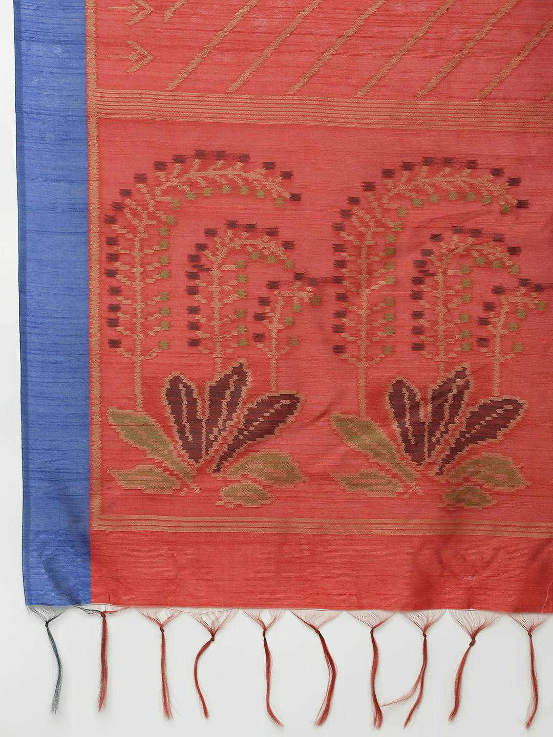 Women Semi Tussar Weaving Red Saree ST321 - Image 7