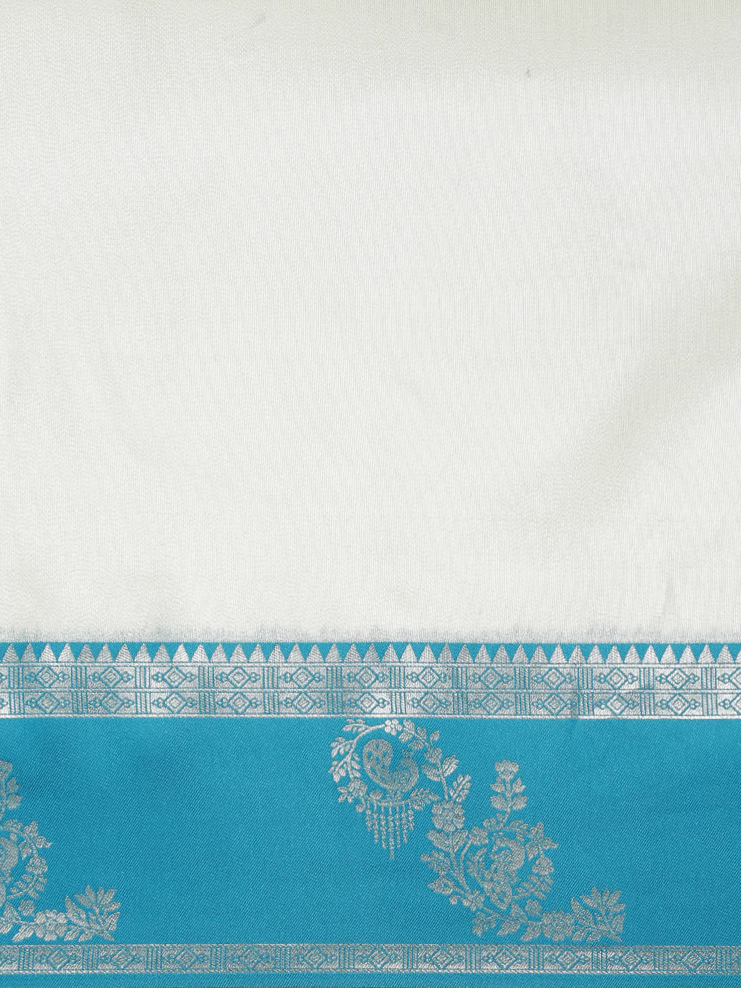 Women Silver Tissue Saree with Blue Border TS55 - Image 6