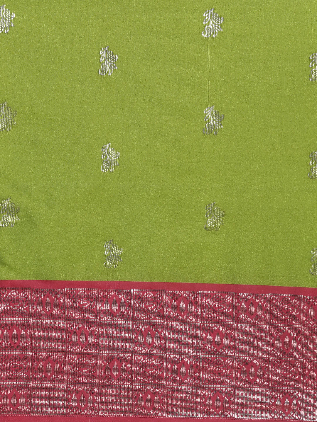 Women Soft Silk Saree Green SS409 - Image 5