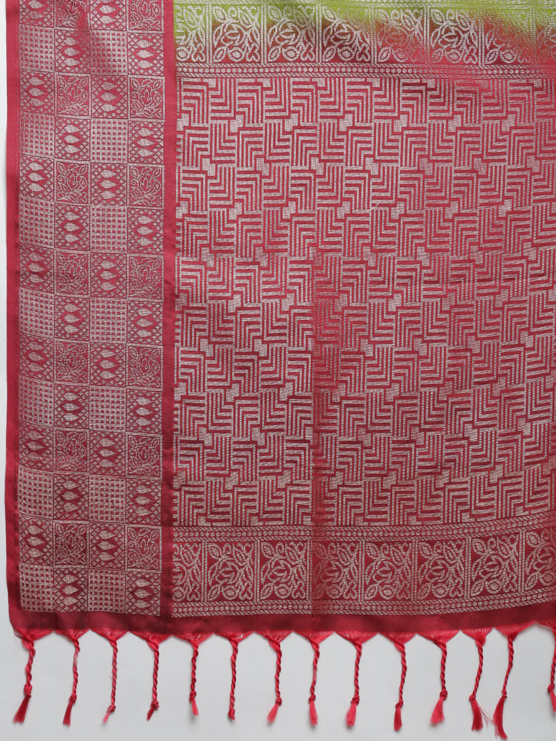 Women Soft Silk Saree Green SS409 - Image 7
