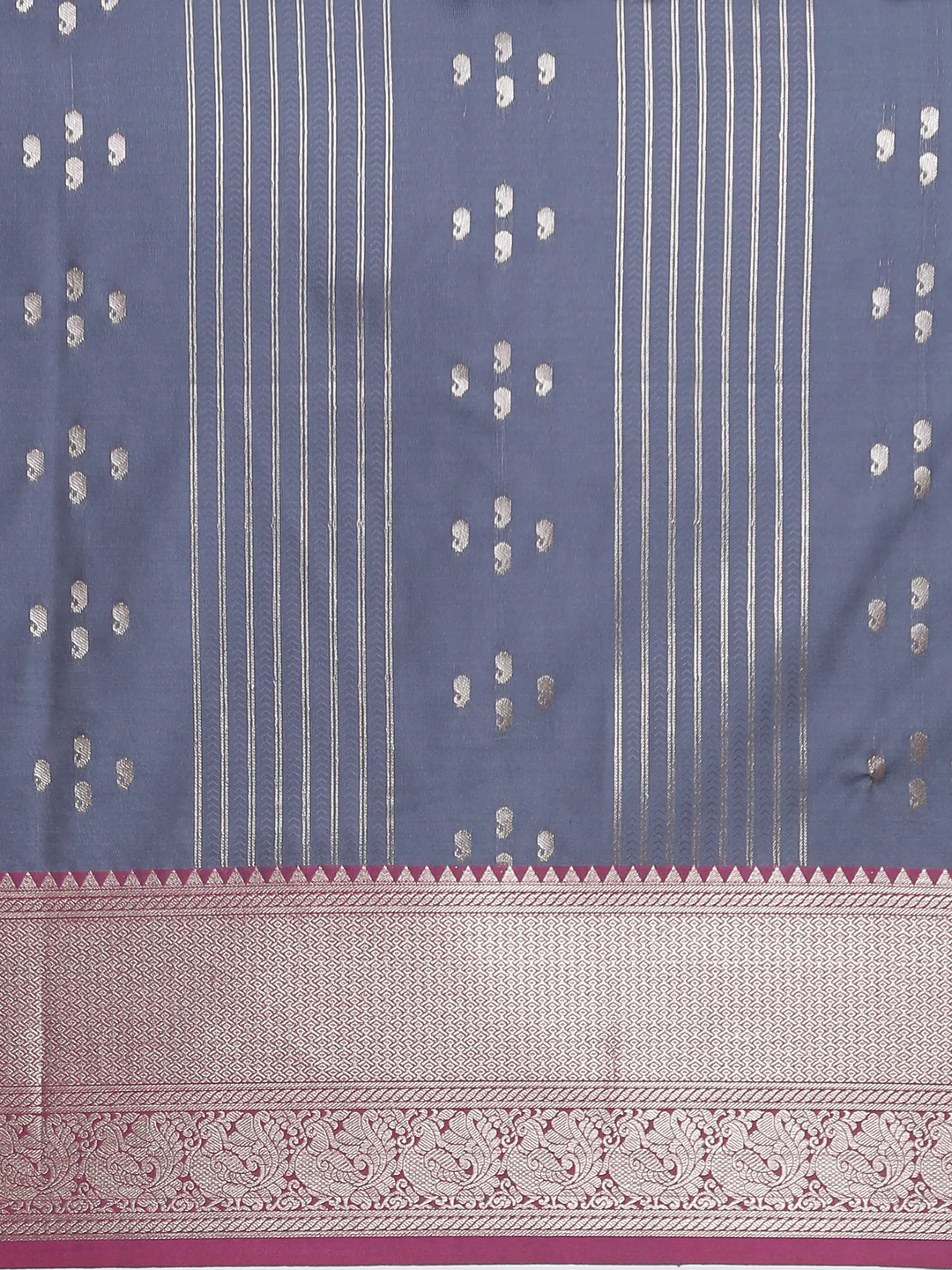 Women Soft Silk Saree Grey with Pink SS407 - Image 5