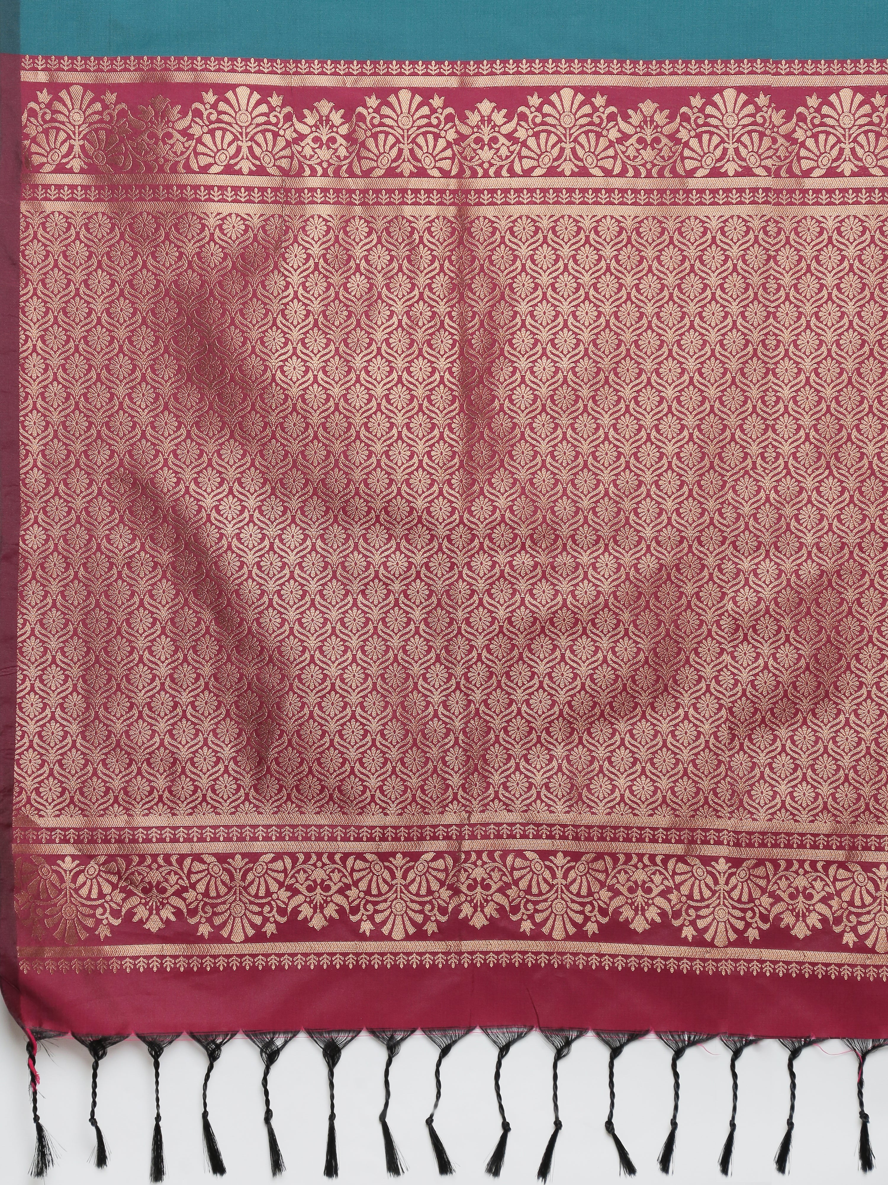 Women Soft Silk Saree Jungle Green SS412 - Image 7