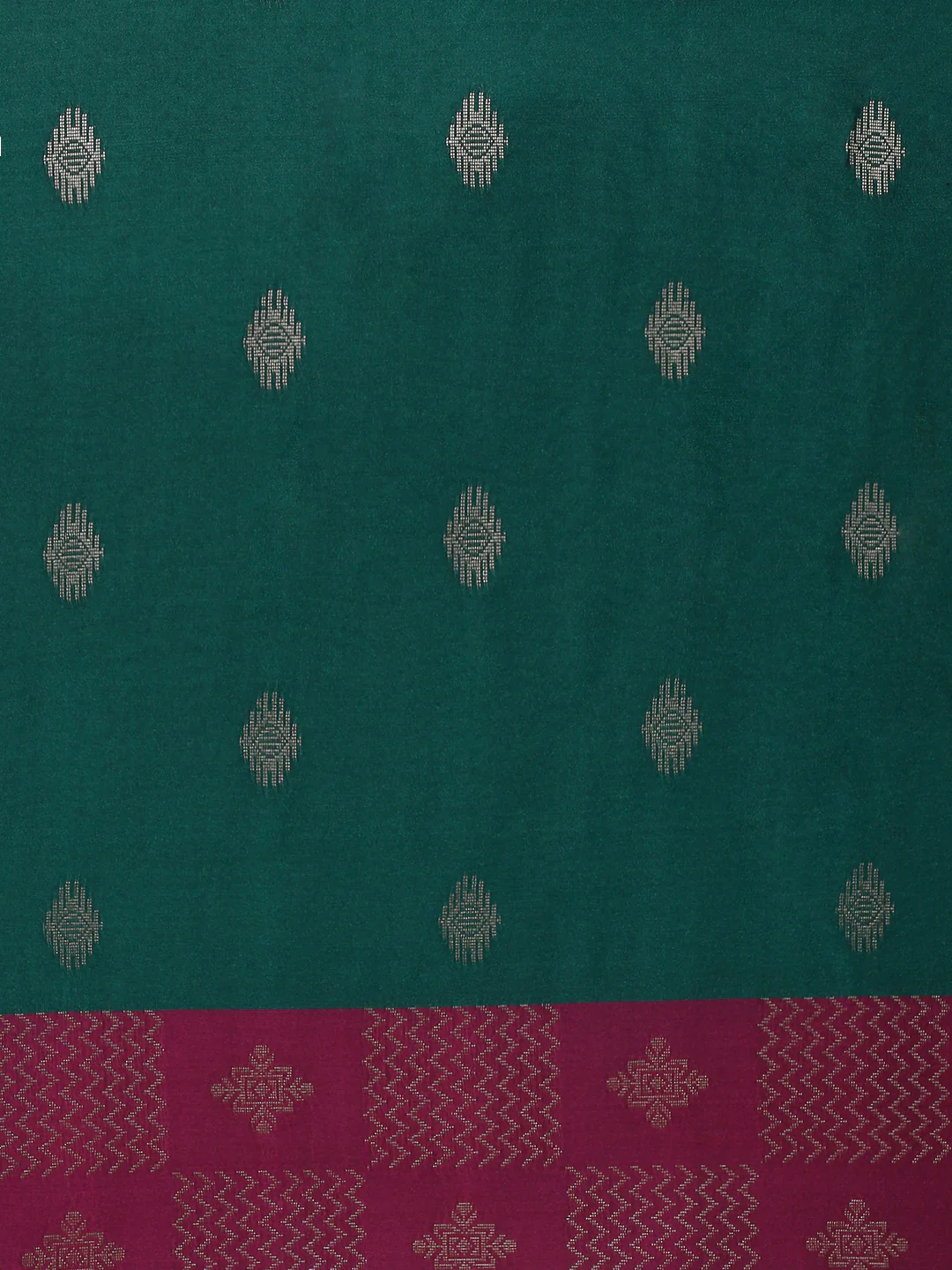 Women Soft Silk Saree Green with Pink SS410 - Image 5