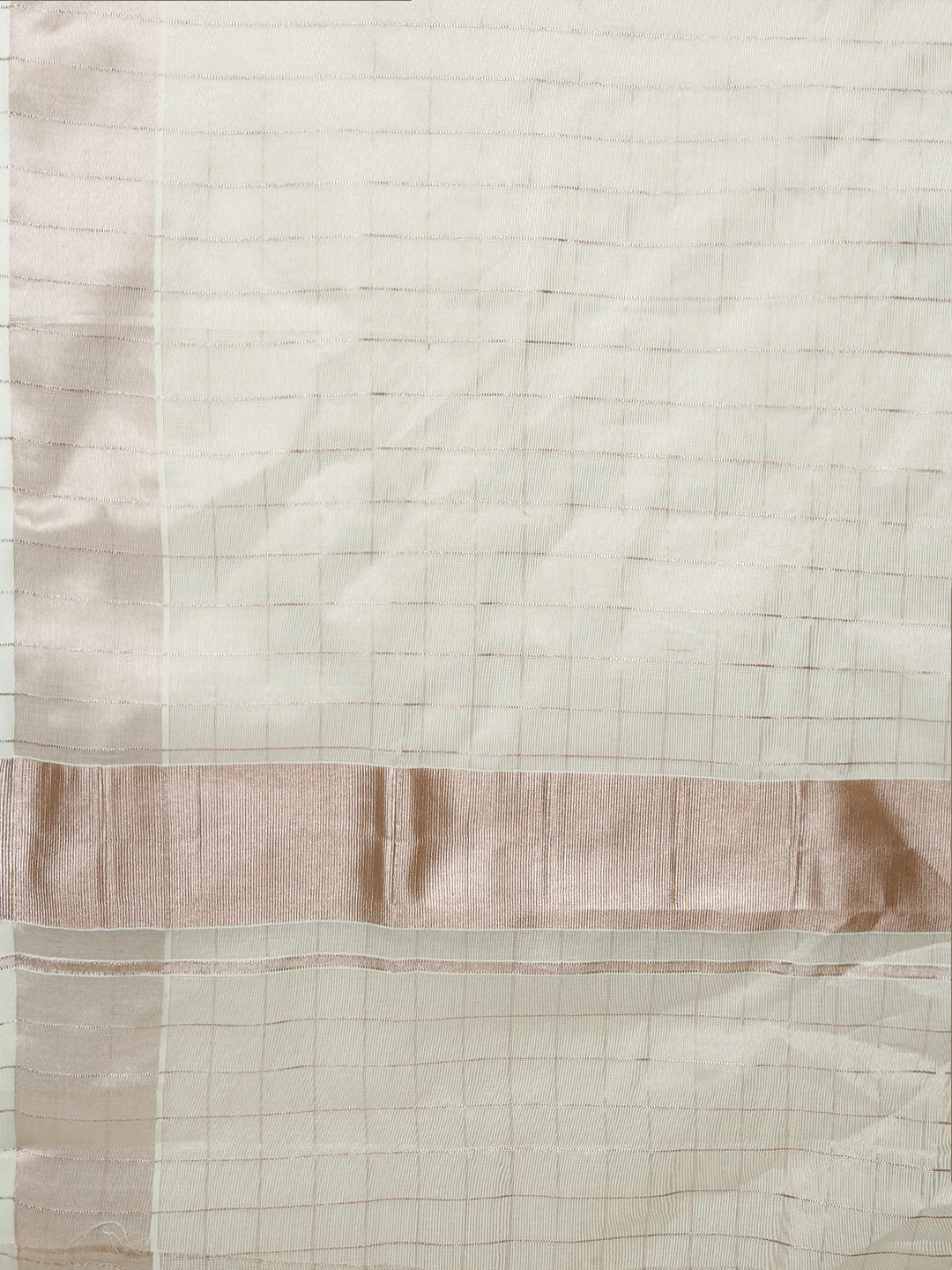 Women Kerala Tissue Checks Saree with Light Copper Border KS227 - Image 7