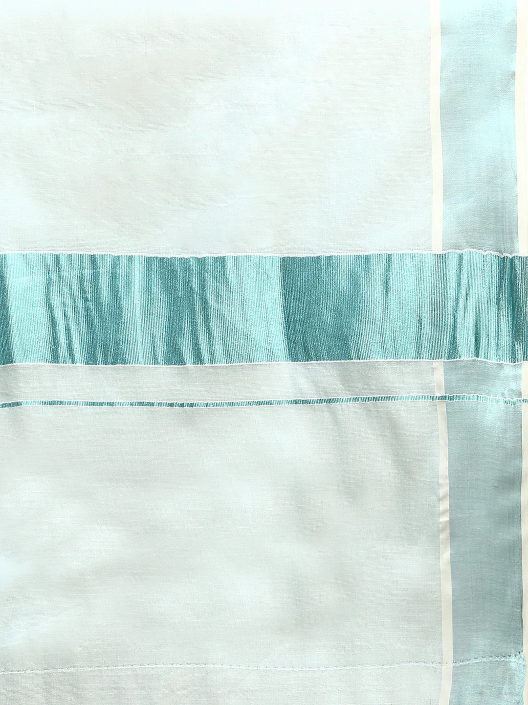 Women Traditional Kerala Tissue Cyan Blue Plain Saree KS217 - Image 3