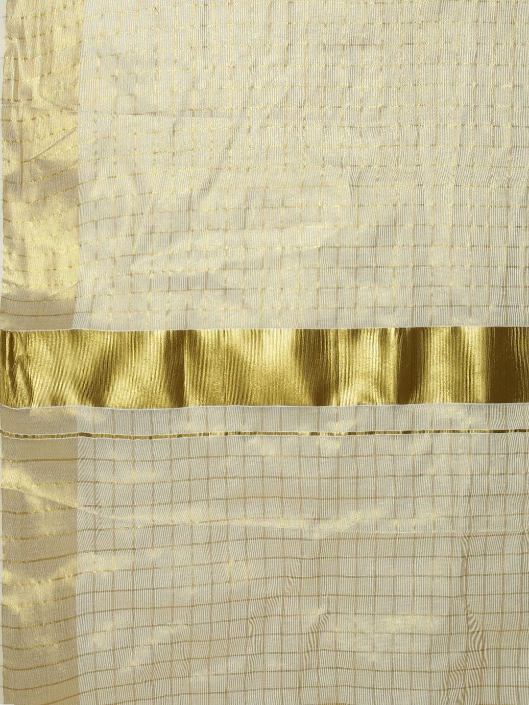 Women Traditional Kerala Tissue Gold Checks Saree KS218 - Image 4