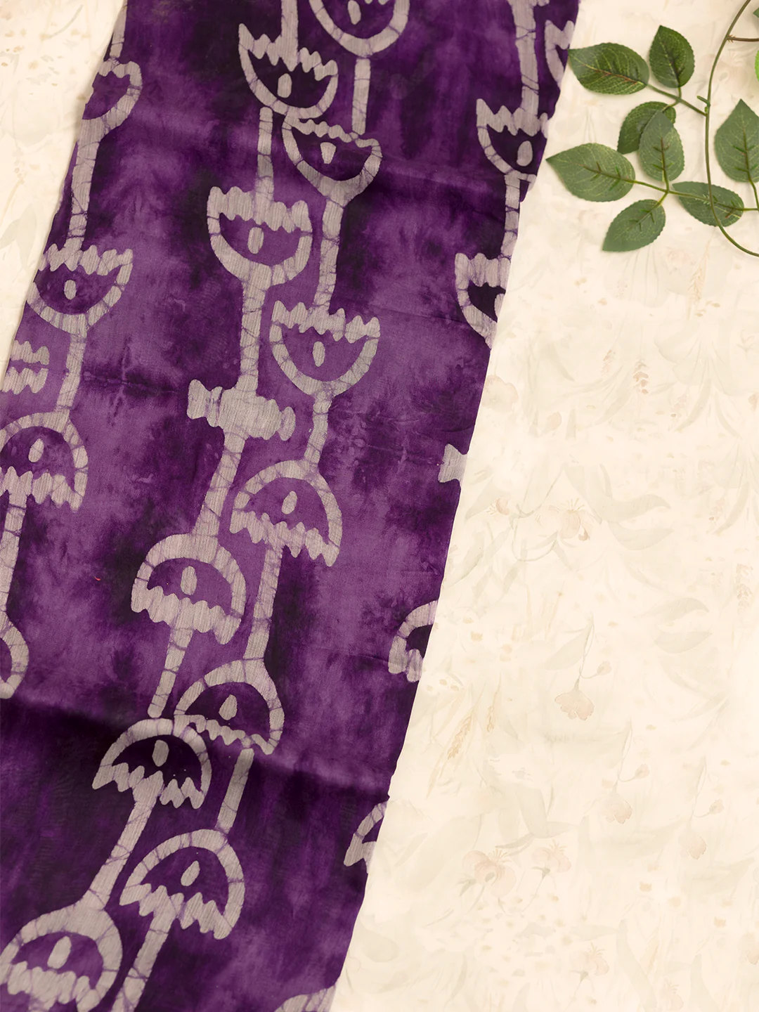 Women Violet Semi Chanderi Cotton Printed Saree SC49 - Image 4