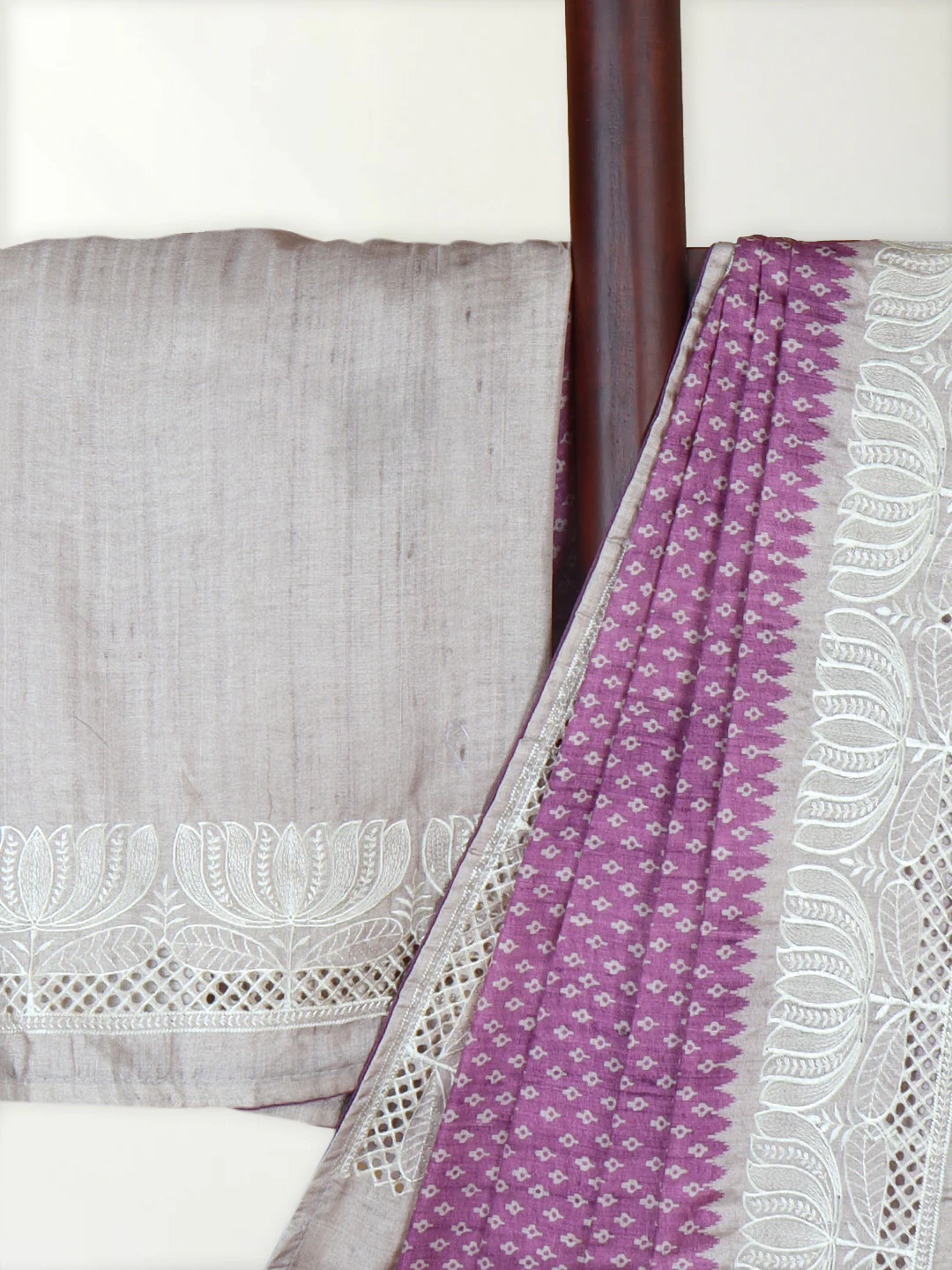 Women Violet Semi Tussar Saree ST279 - Image 3
