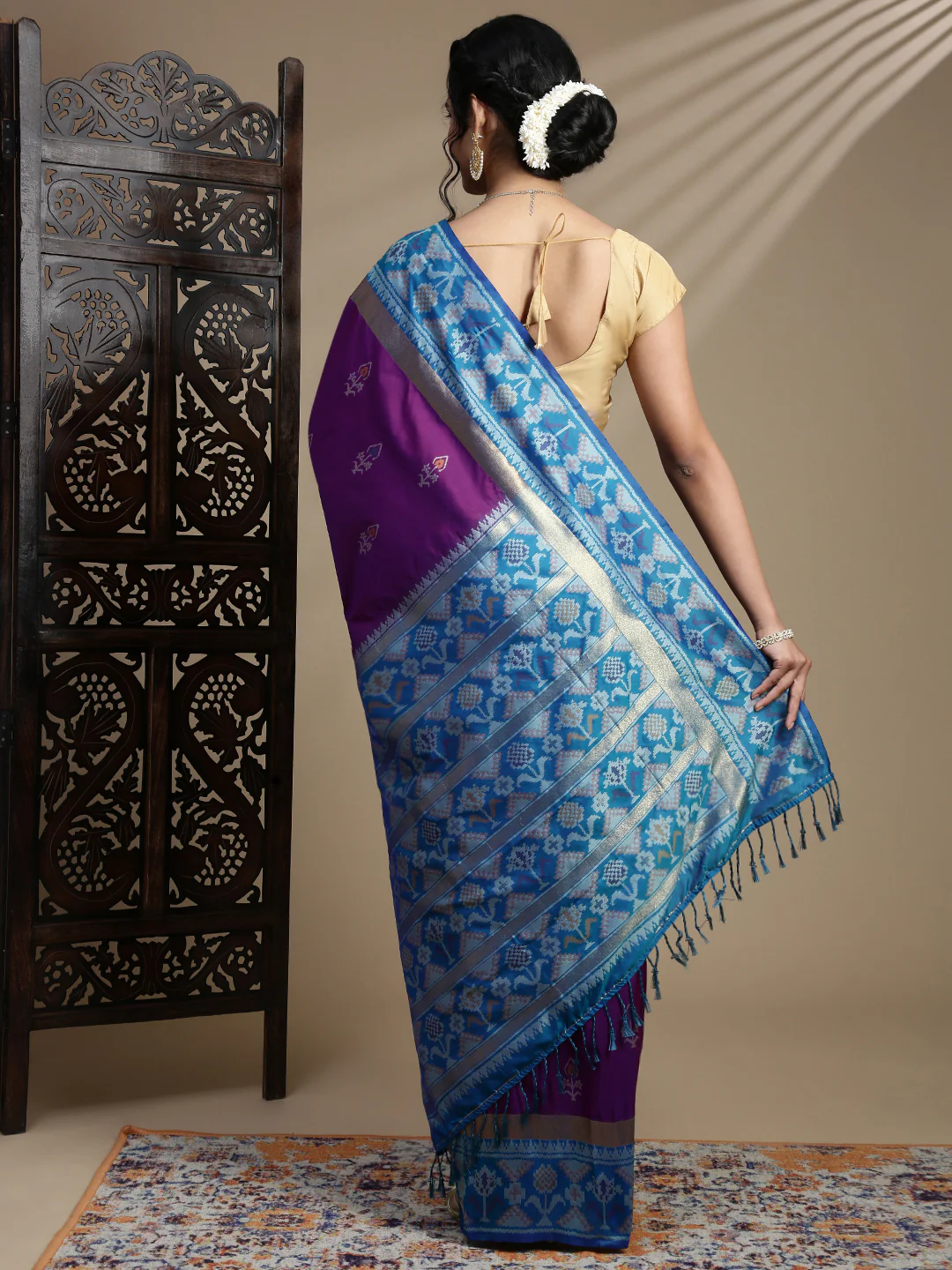 Women Violet Soft Silk Saree SS395 - Image 4