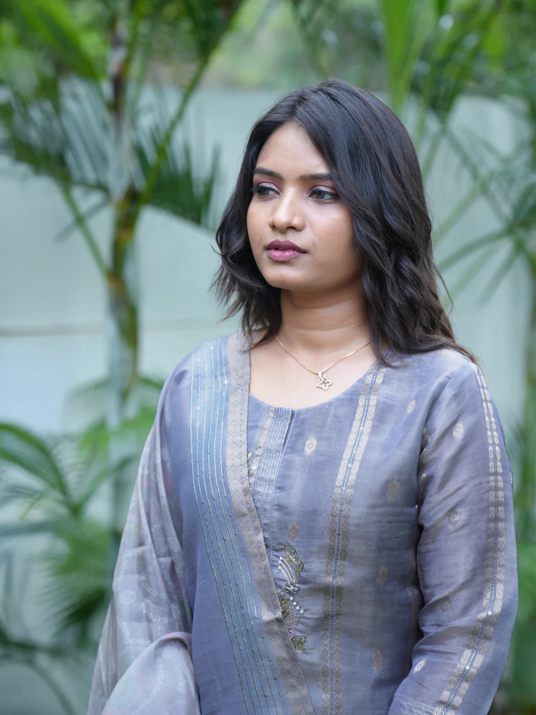 Women Violet Tissue Printed Kurti Set EKS127 - Image 3