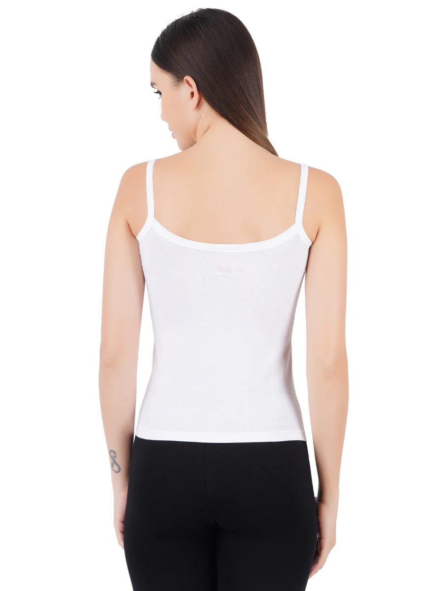 Women 100% Combed Cotton White Camisole Cheers (Pack of 2) - Image 2