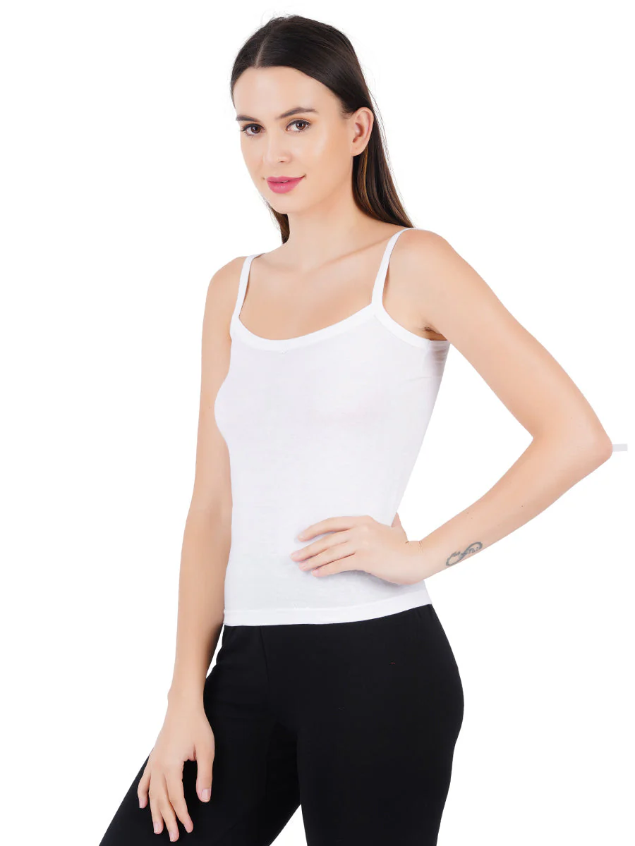 Women 100% Combed Cotton White Camisole Cheers (Pack of 2) - Image 3