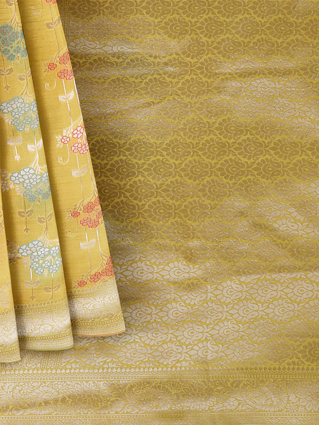 Women Yellow Art Silk Printed Saree ASS81 - Image 6
