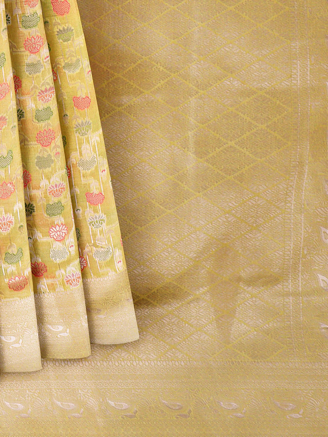 Women Yellow Art Silk Printed Saree ASS82 - Image 4