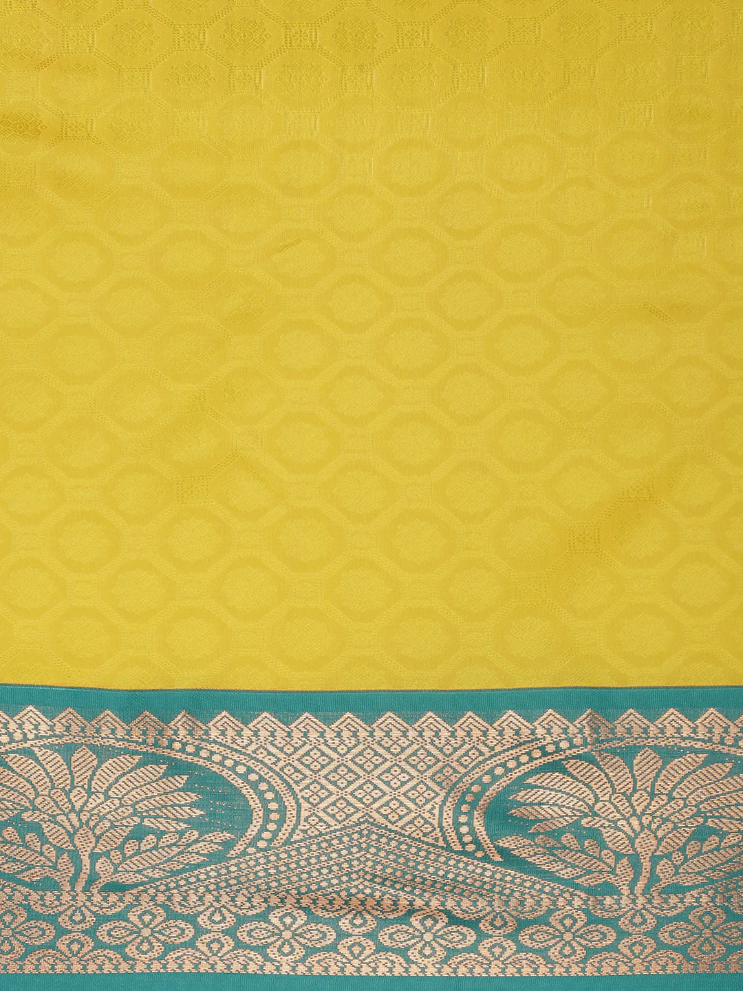 Women Yellow with Green Art Silk Saree ASS113 - Image 6