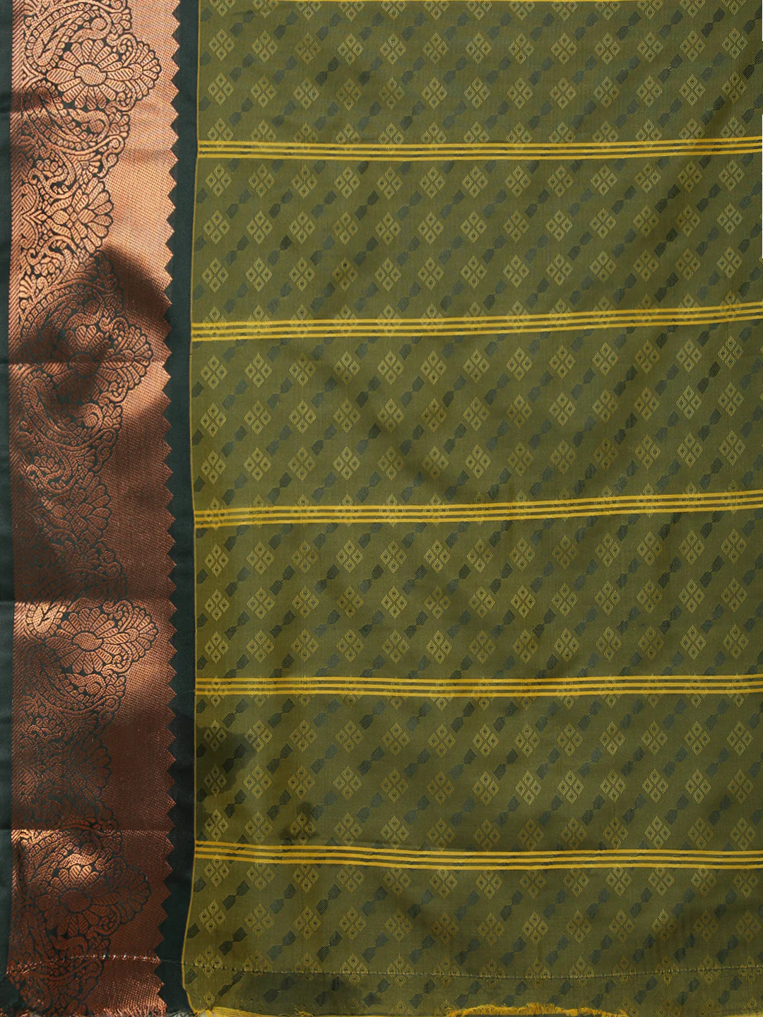 Women Yellow with Green Art Silk Saree ASS115 - Image 6