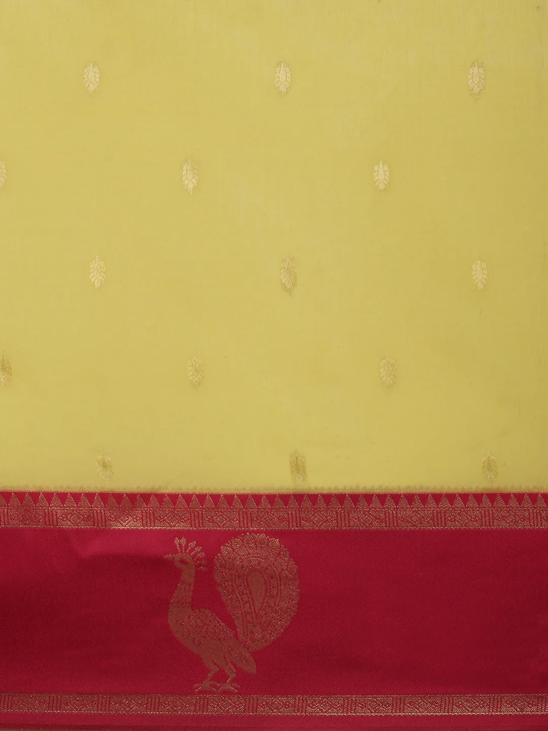 Women Yellow with Pink Border Soft Silk Saree SS392 - Image 6
