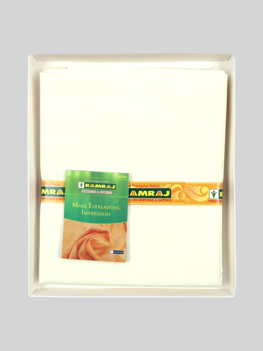 Wrinkle Free Solid Cream Shirting and Suiting Fabric Varudu - Image 3