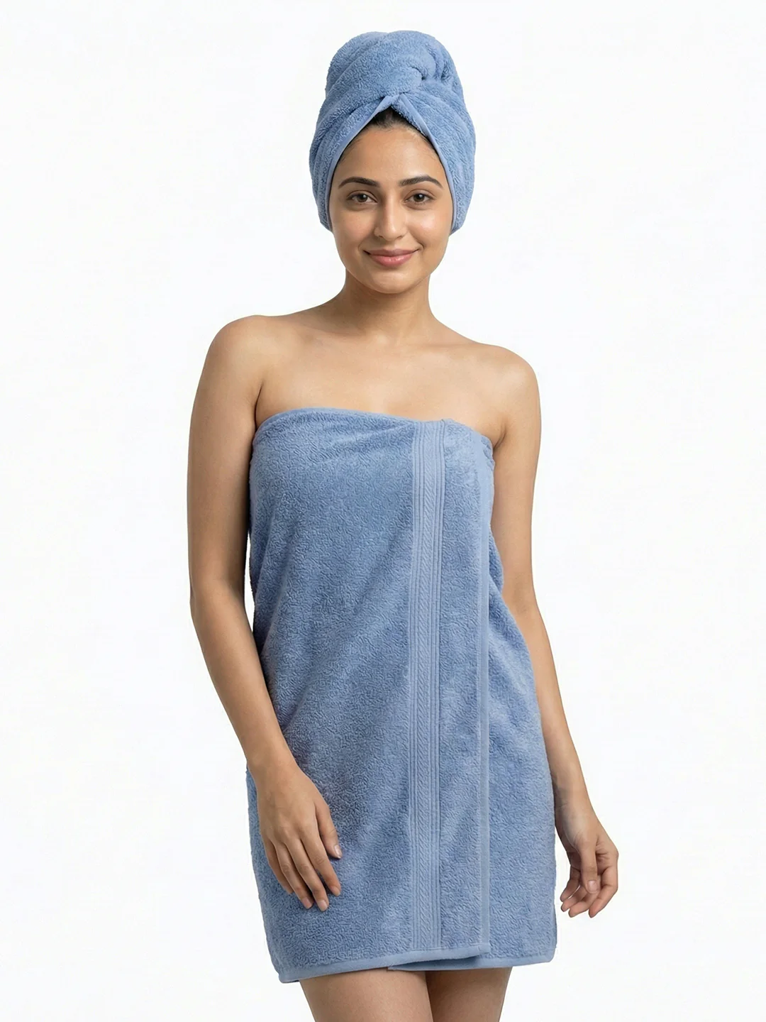You & Me Premium Soft Terry Cotton Couple Bath, Face & Hand Towels Air Blue (Pack Of 6) - Image 9