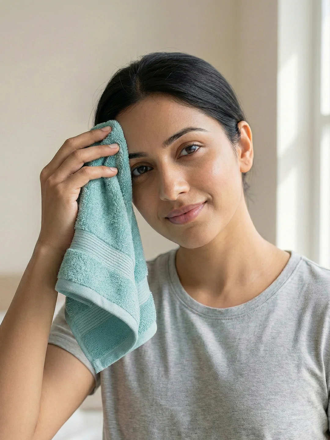 You & Me Premium Soft Terry Cotton Couple Bath, Face & Hand Towels Aqua (Pack Of 6) - Image 4
