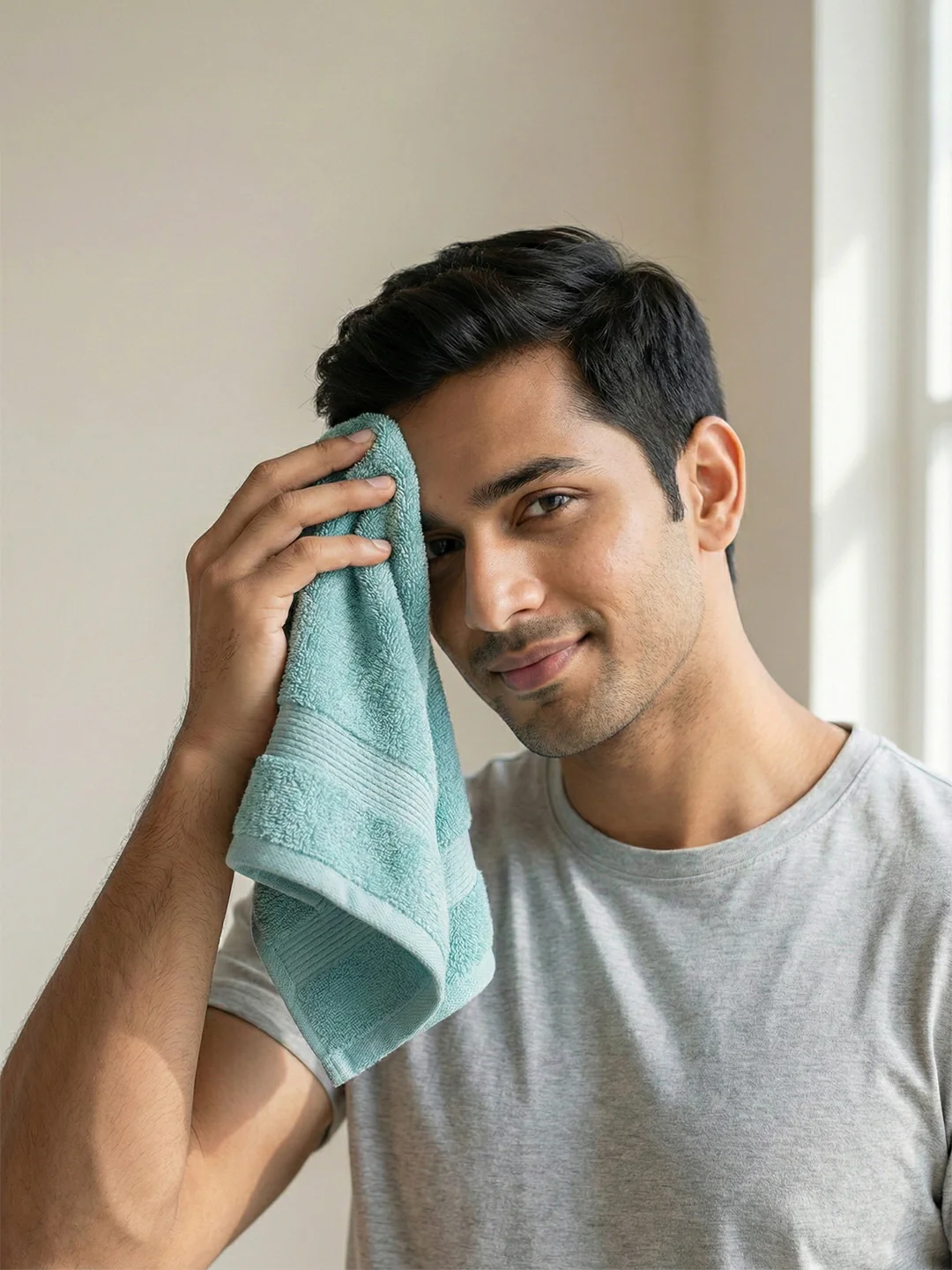 You & Me Premium Soft Terry Cotton Couple Bath, Face & Hand Towels Aqua (Pack Of 6) - Image 5