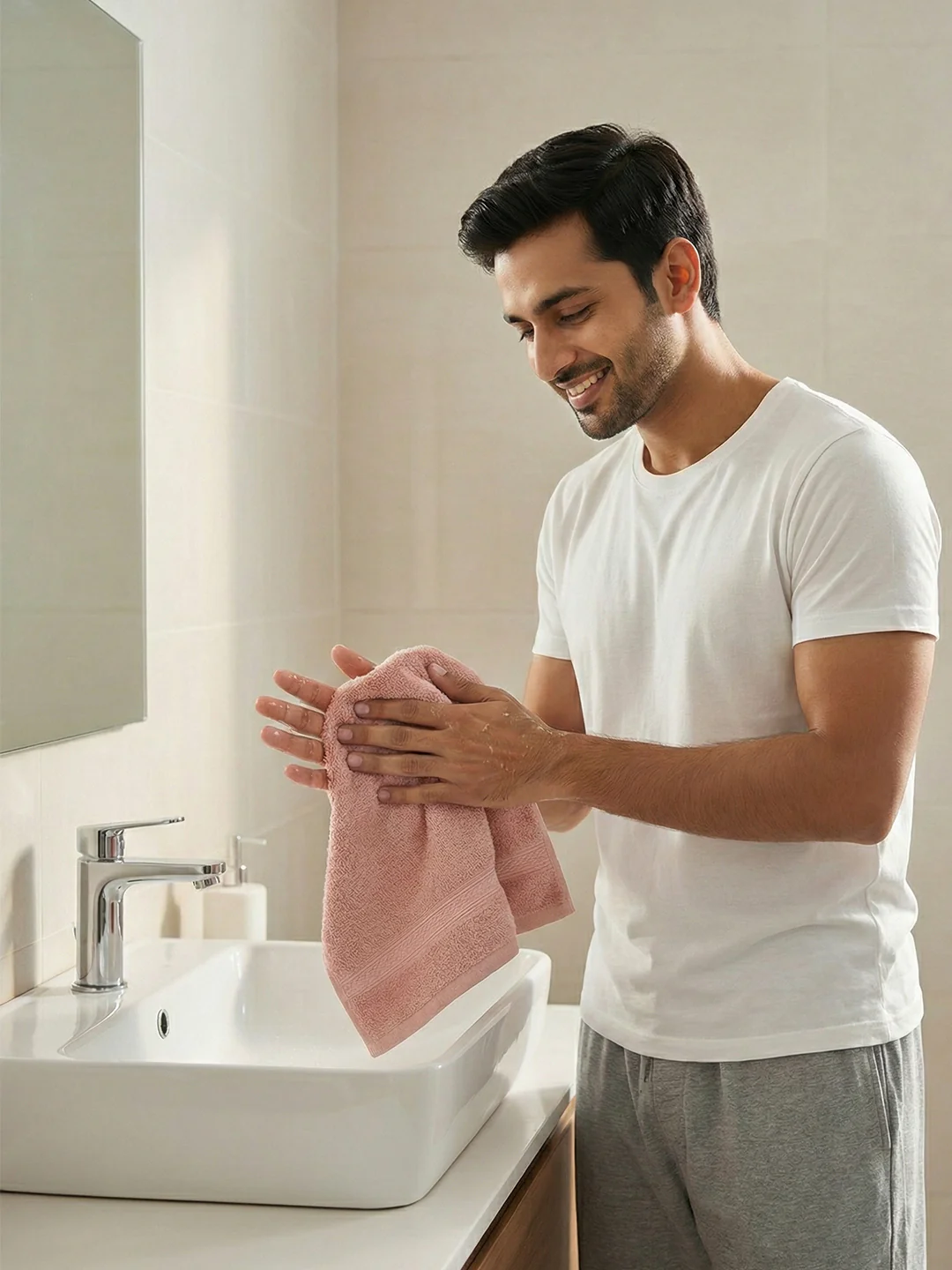 You & Me Premium Soft Terry Cotton Couple Bath, Face & Hand Towels Coral (Pack Of 6) - Image 3