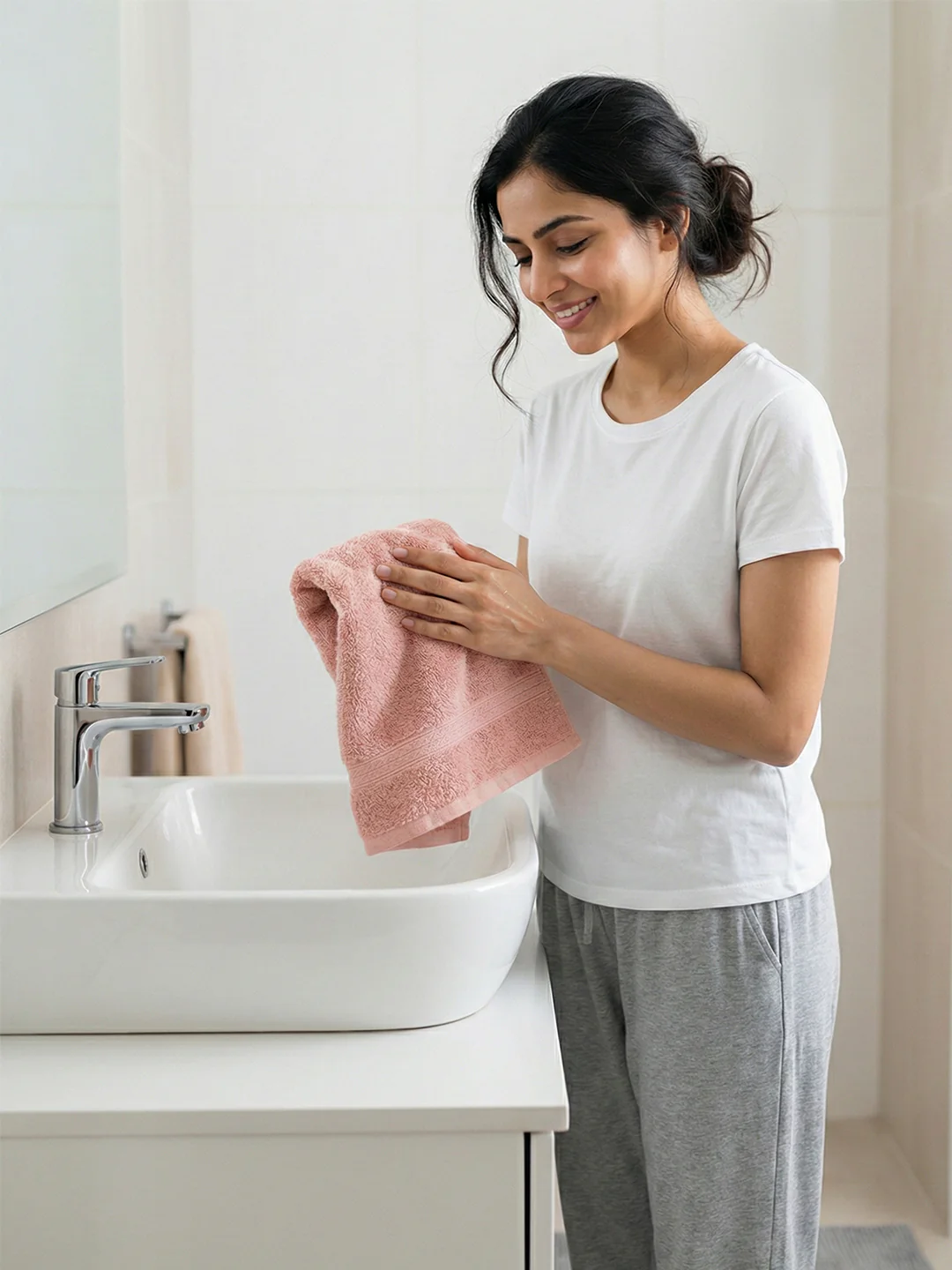 You & Me Premium Soft Terry Cotton Couple Bath, Face & Hand Towels Coral (Pack Of 6) - Image 4