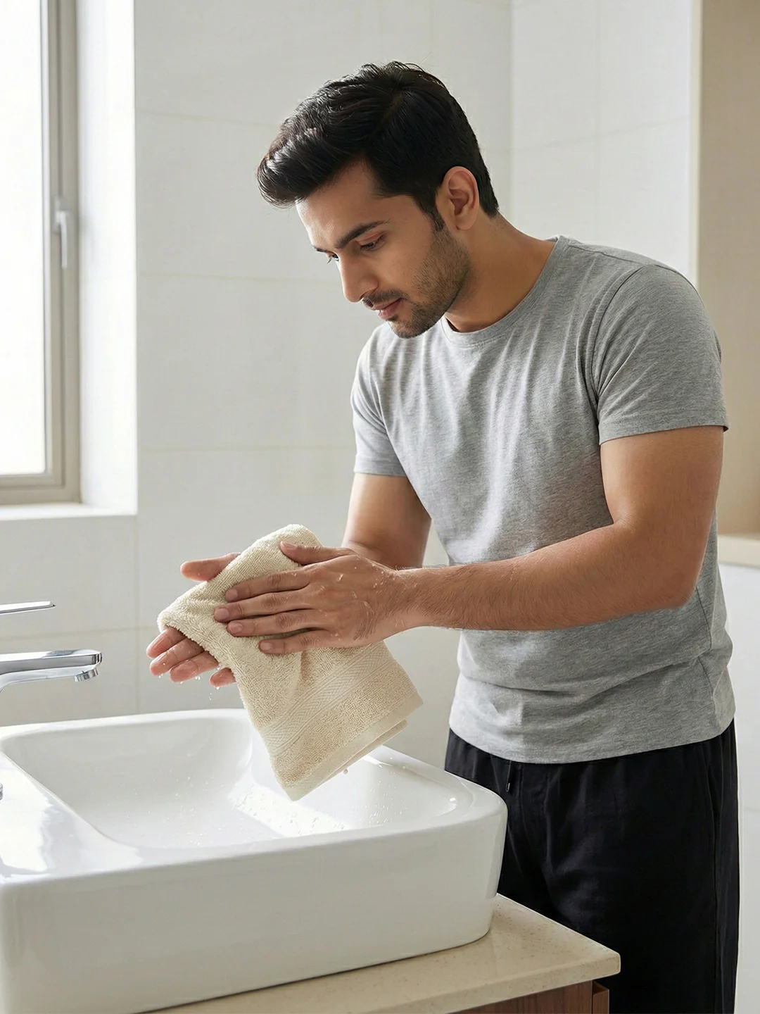 You & Me Premium Soft Terry Cotton Couple Bath, Face & Hand Towels Pearled Ivory (Pack Of 6) - Image 3