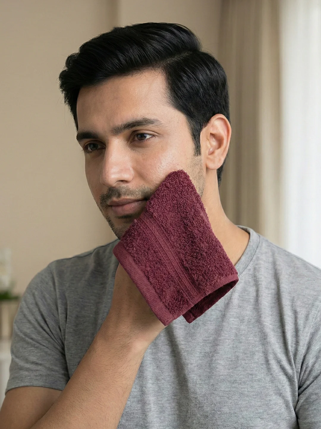 You & Me Premium Soft Terry Cotton Couple Bath, Face & Hand Towels Rumba Red (Pack Of 6) - Image 5